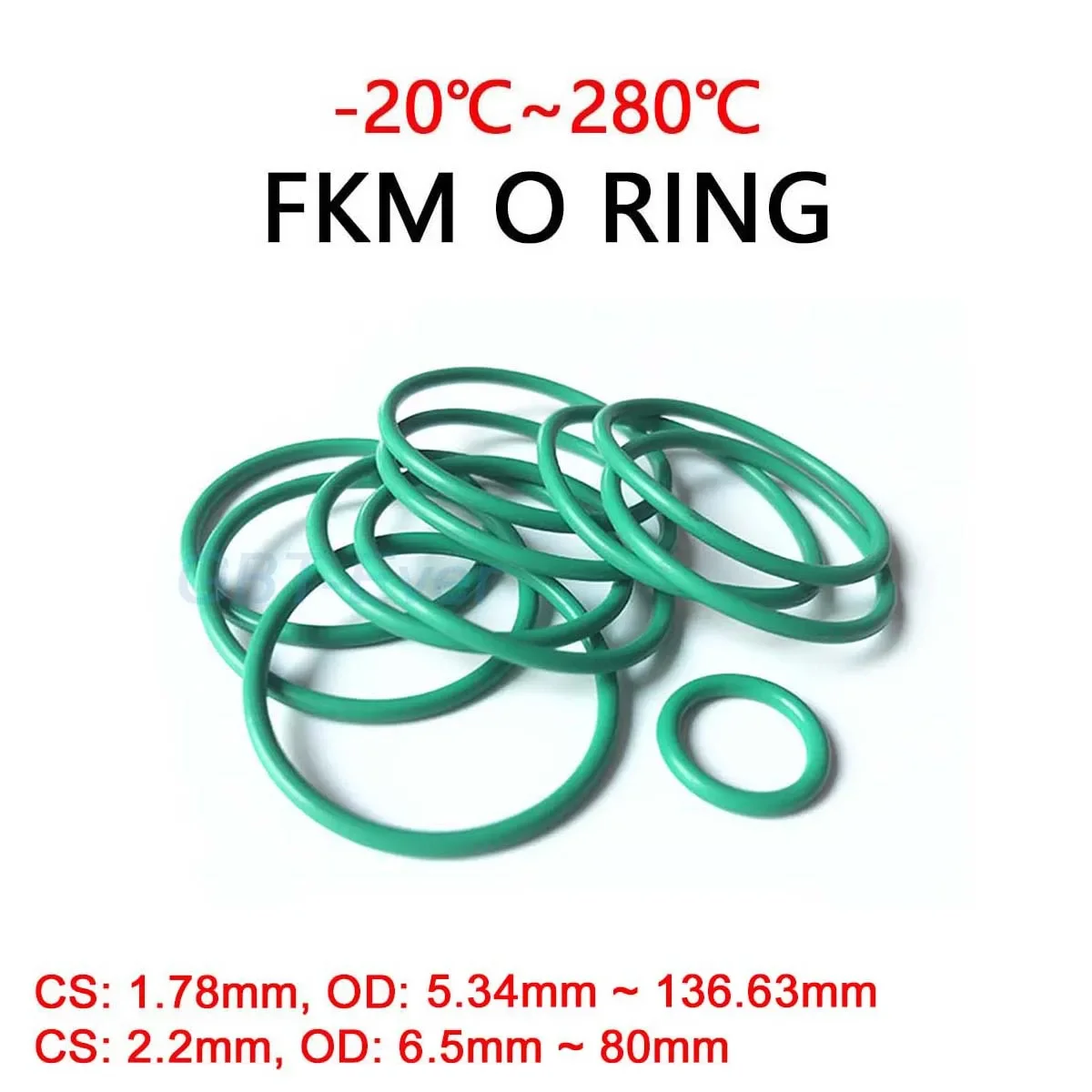 

FKM Green Fluorine Rubber O Ring CS 1.78/2.2mm O-Ring Sealing Gasket Washer OD 5.34~136.63mm Oil Resistant Acid&Alkali Resistant