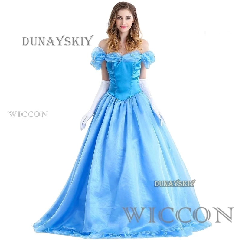 Cindy Cosplay Adult Blue Cindy Girl Princess Wedding Adult Custom Party Halloween Cosplay Carnival Cosplay Costume Gloves