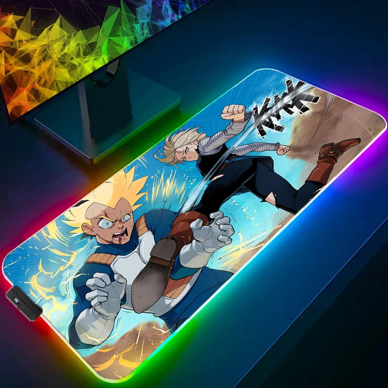 Dragon Ball Android 18 LED Mouse Padคอมพิวเตอร์แล็ปท็อปอะนิเมะคีย์บอร์ดRGBแผ่นรองเม้าส์Mousepadคีย์บอร์ดเกมBacklightโต๊ะ