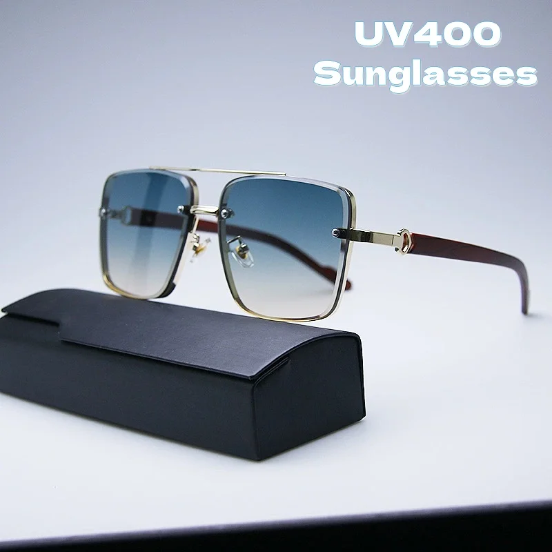 

2025 Metal Edge UV400 Large Frame Sunglasses European and American Fashion Men's Square Glasses Outdoor Sunscreen Sunglasses