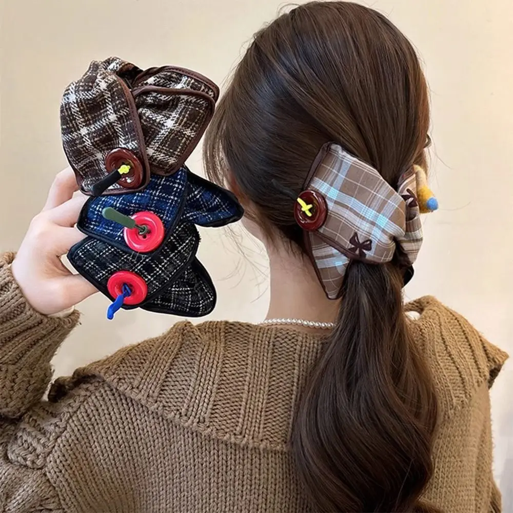 

Fashion Canvas Grid Cloth Hair Claws Cartoon Cute Animal Hairpins Felt Rabbit/Bear/Dog Doll Hair Clips for Girls