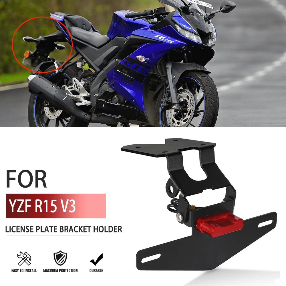 

For Yamaha YZF R15 YZFR15 V3 2017 2018 2019 2021 R15 V3 Tail Tidy Fender Rear Support License Plate Frame Bracket With Led Light