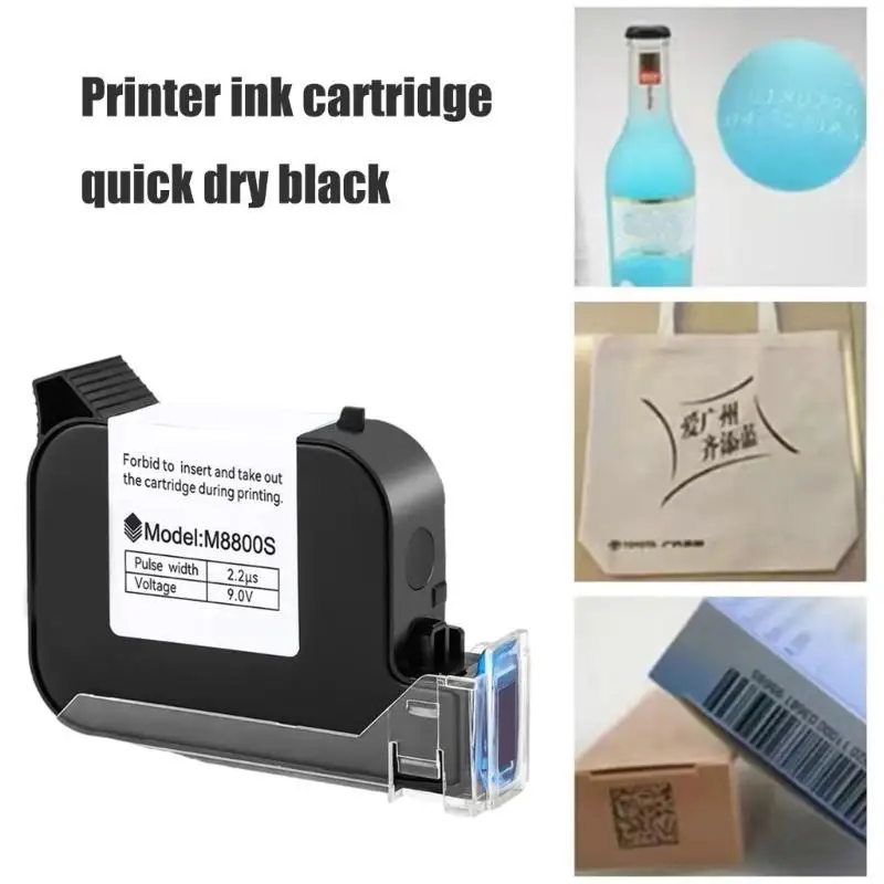 

652F M8800S Quick Dry Black Cartridge for Handheld Inkjet Printer, Works on Paper, Fabric, Plastic