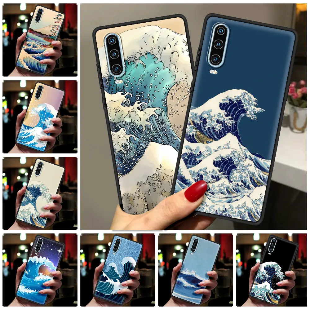 The Big Wave of kanagawa Phone Case For Huawei P30 P40 Lite E P50 P20 Pro Y9 Y7 Y6 2019 P Smart 2021 Z Y6p Y7a Y9s Black Cover