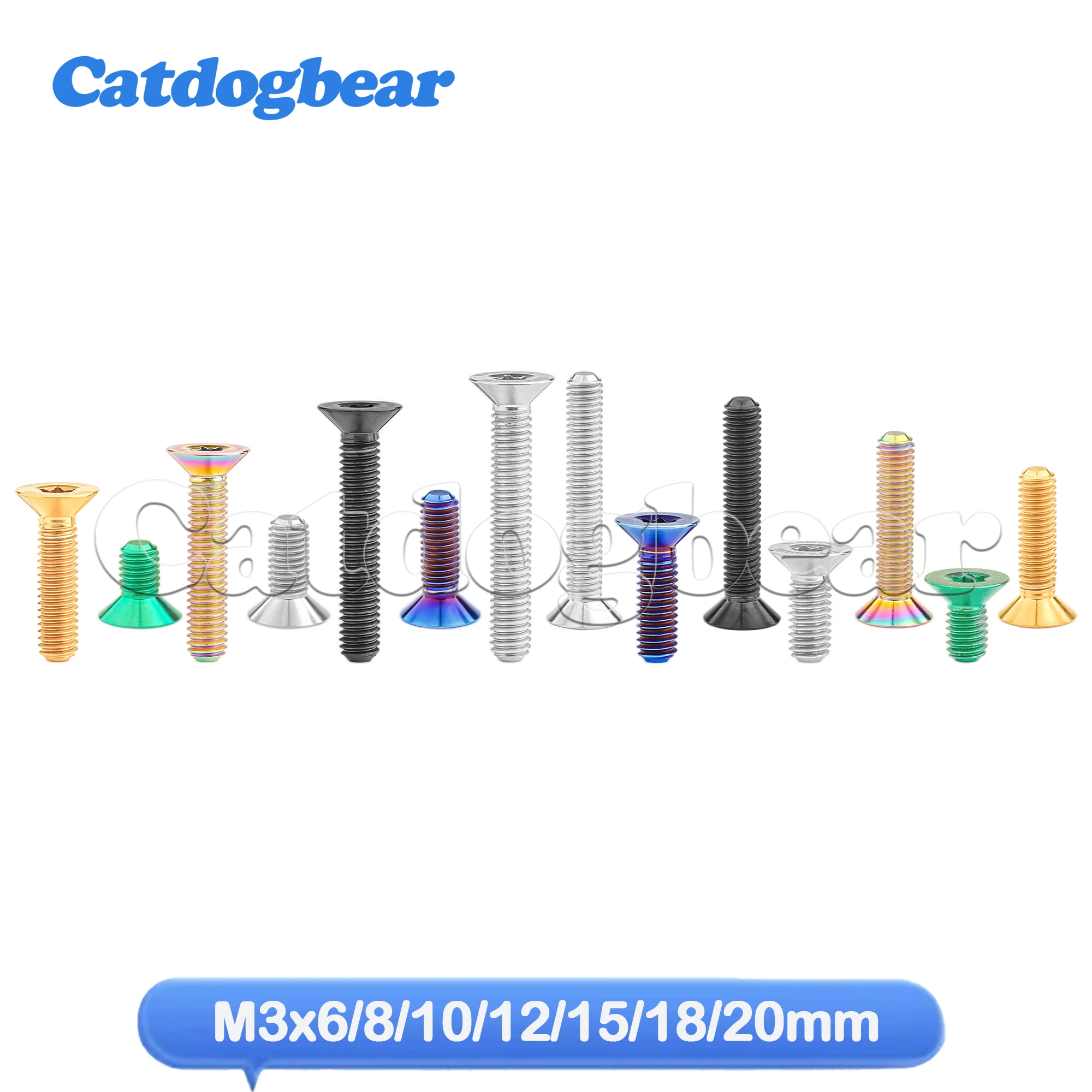 Catdogbear Titanium M3x6/8/10/12/15/18/20mm  Countersunk Head Cap Screws With Laser Marking for Bicycle