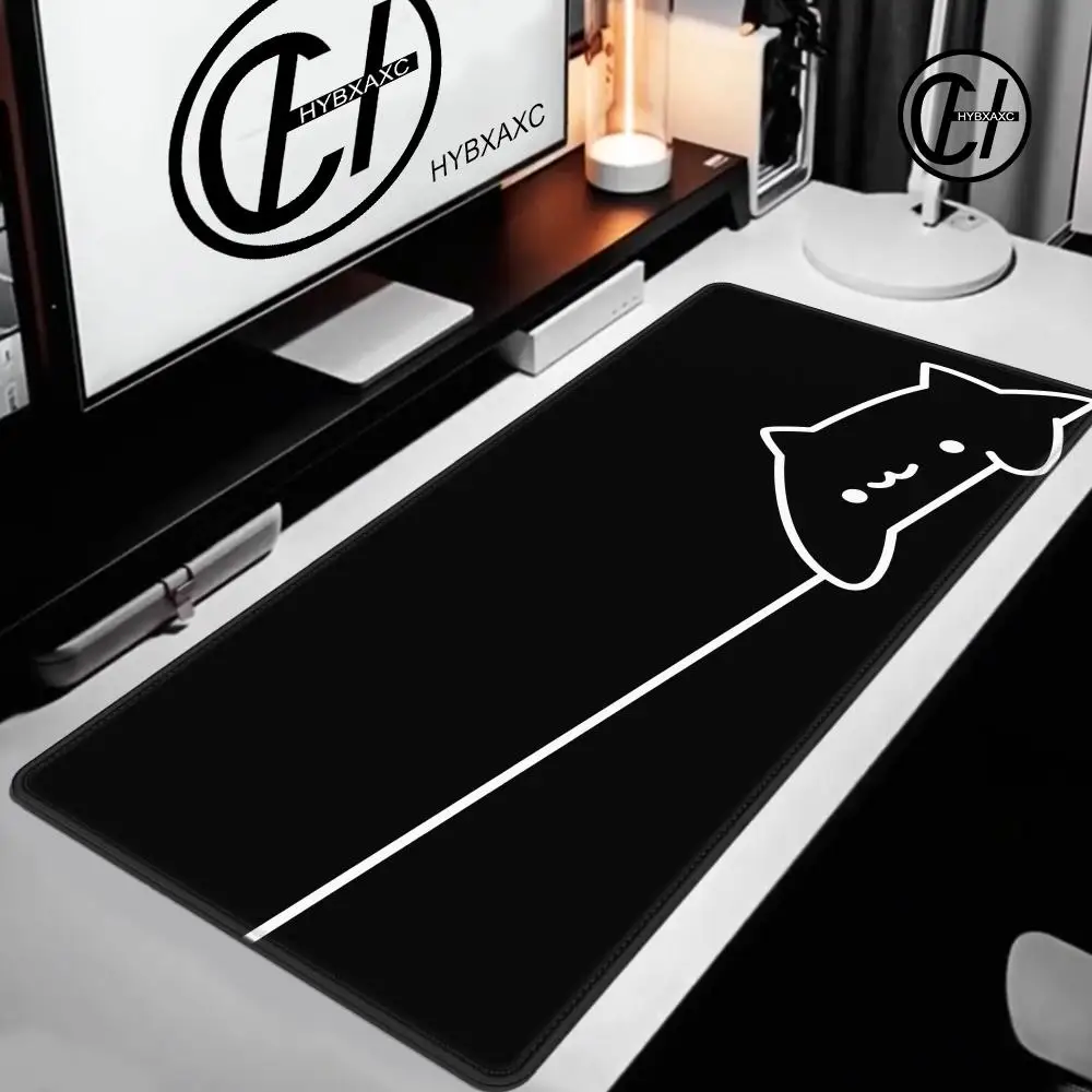 

Black Mouse Pad Kawaii Cat White Paws Anime Deskmat Gaming Laptop HYBXAXC Minimalistic Office Carpet Gamer Keyboard Mouse Mats