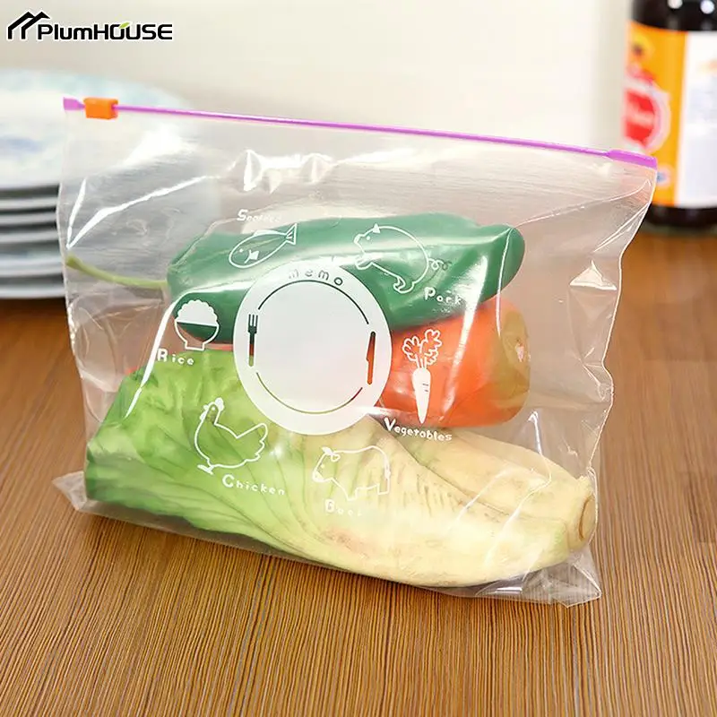 10-30Pcs PVC Fresh Keeping Bag Vegetable Fruit Storage Freezing Preservation Zipper Sealed Bags Kitchen Food Organization Tools