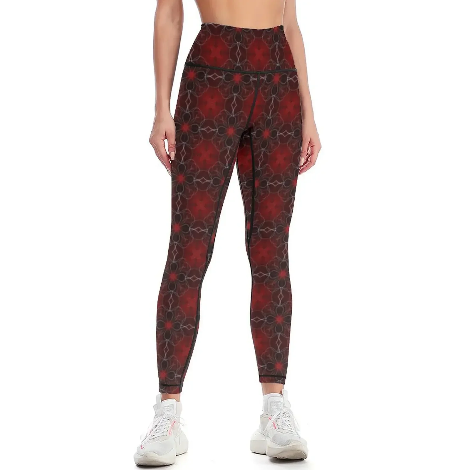 

DARK BLOSSOM - RED AND BLACK GOTHIC FLOWER DESIGN! Leggings Fitness's gym clothes Women's high waist Womens Leggings
