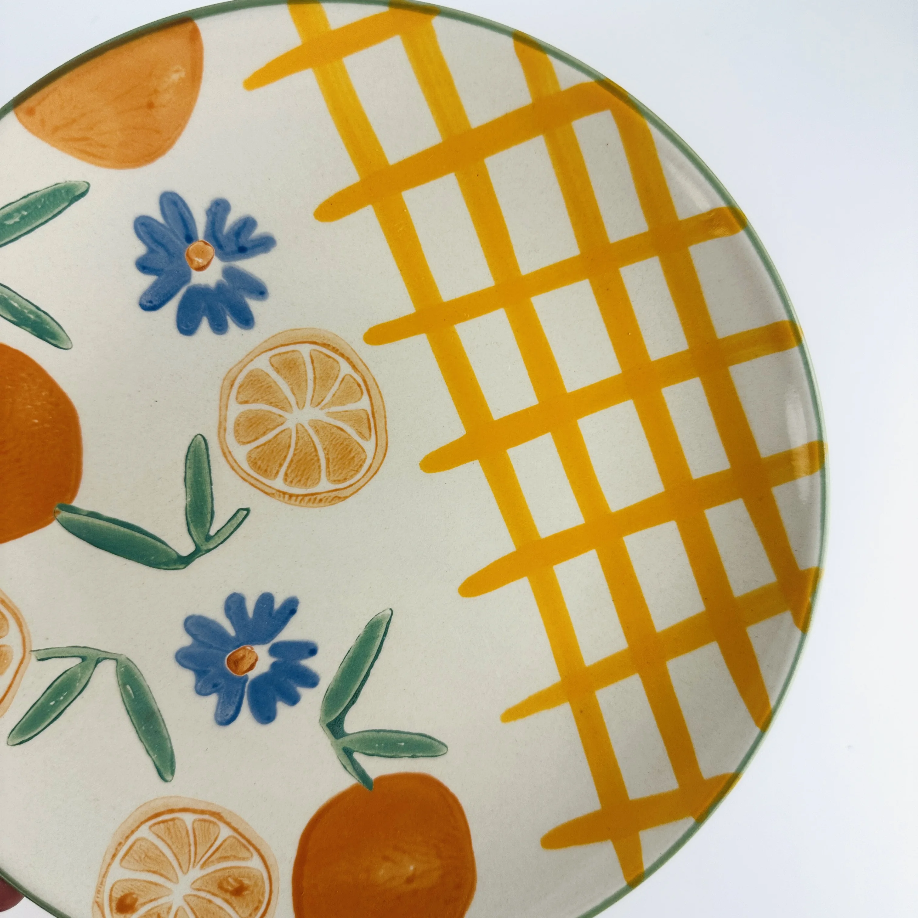 8-Inch underglaze fresh hand-painted fruit and flower pattern ceramic plate, wind home decorative plate
