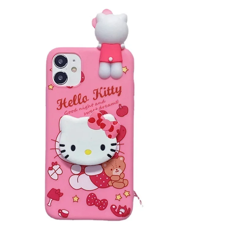 Sanrio hello kitty minha melodia suporte dos desenhos animados caso de telefone para iphone 16 15 14 13 12 11 pro max xr xs 16 plus caso bonito capa macia