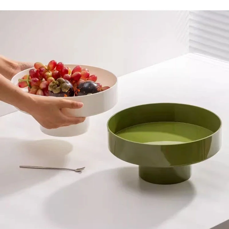 Solid Color Simplicity Plastic Storage Tray Fruit Desktop Tea Table Snack Sundries Household Products