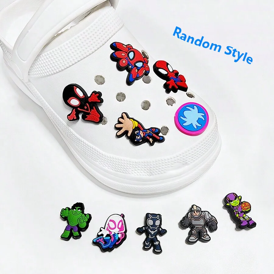 MINISO Random 10/20/30PCS Hot Toys Marvel Spider-Man Series Shoe Charms For Clogs,PVC Shoe DIY Decorations Premium Accessories