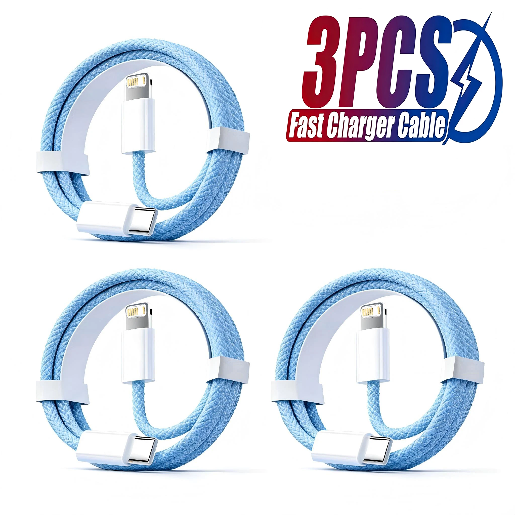 3PCS PD 30W USB Cable For iPhone 14 13 12 11 Pro Max 7 8 14 Plus XS XR Fast Charging USB C Cable Charger Date Wire Accessories