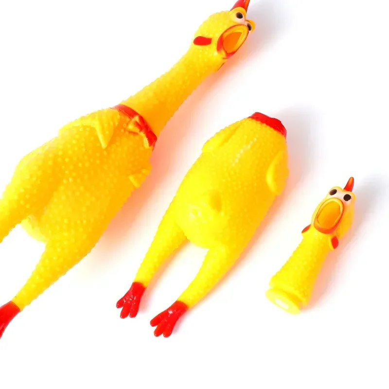 Dog Sounding Toy Screaming Chicken Pet Dog Toy Releasing Chicken Squeeze Sound Dog Chew Toy Durable Yellow Rubber