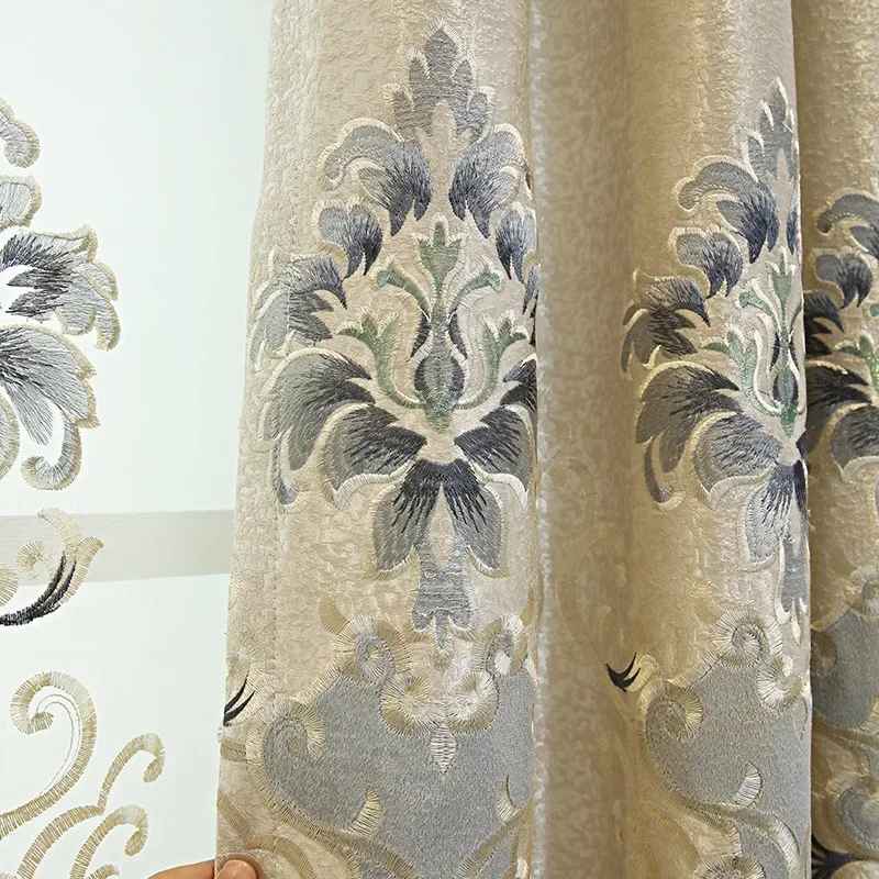 

European-style Embroidered Valance Curtains Tulle for Living Dining Room Bedroom High Shading Curtain