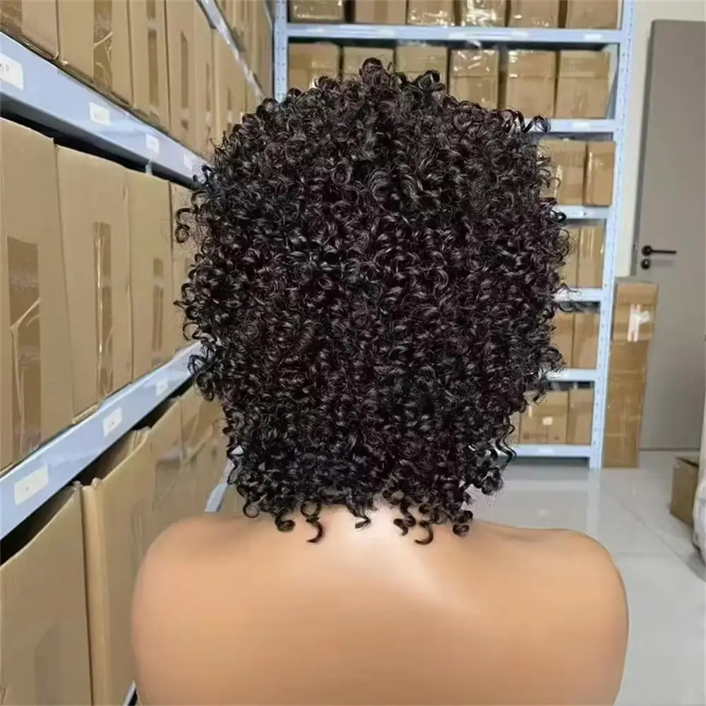 100% Echthaar, krauses, lockiges, maschinell gefertigtes, voluminöses Haarteil, brasilianisches, unbehandeltes Jungfrauenhaar für schwarze Frauen, weich und seidig. – Detail 4