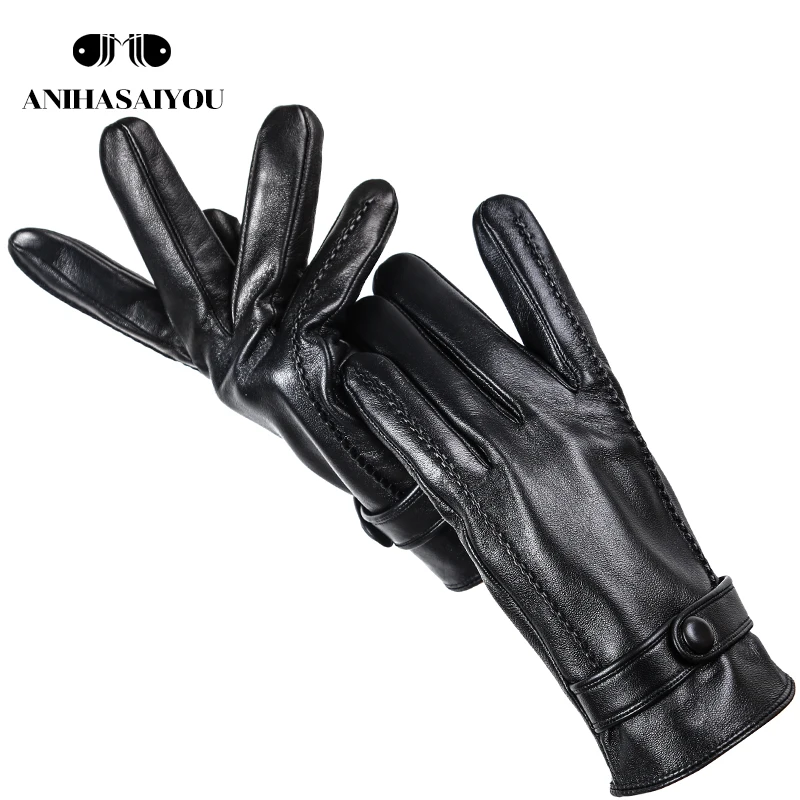 

Simple men's leather gloves Stripes on both sides touch gloves,Brand sheepskin men's gloves,warm winter gloves for men -2013