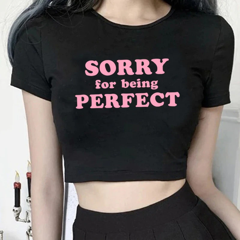 If You're Rich I'm Single Women T-Shirt Funny Graphic Y2k Crop Tops Fashion Girl Sexy Baby Tee Slim Aesthetic Gothic Streetwear