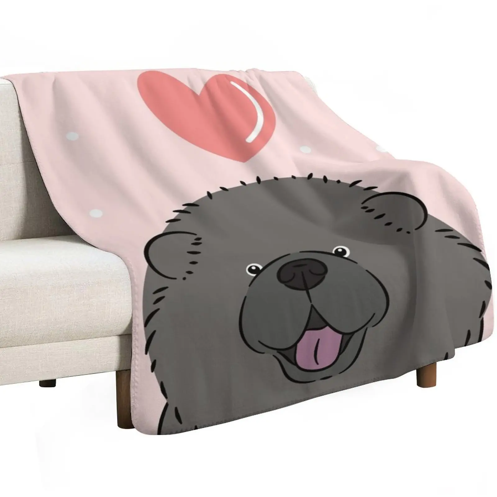 بطانية سرير منقوشة من Love Black Chow Chow دافئة لبطانيات الشاطئ الشتوية