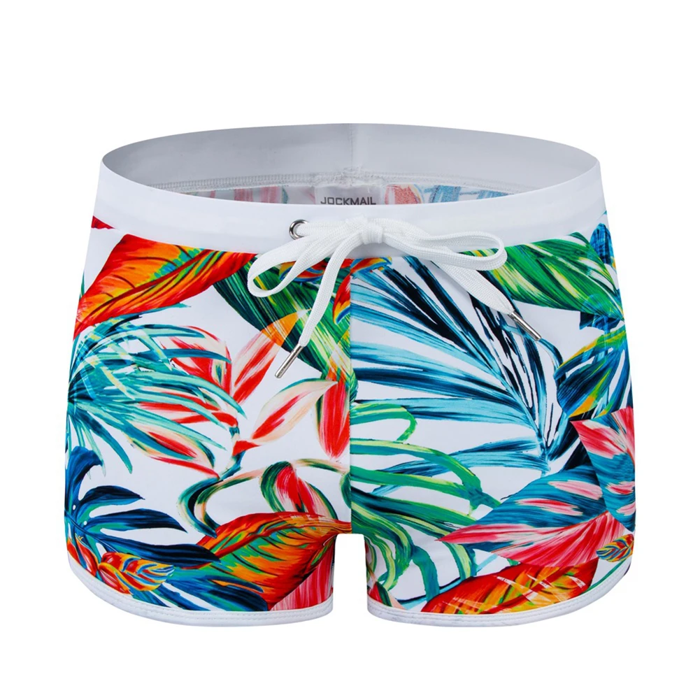 

Для пляжа, бассейна, мужские трусы-боксеры, нижнее белье, эластичное нижнее белье с низкой талией, мужская нейлоновая ткань с принтом, обычная длина