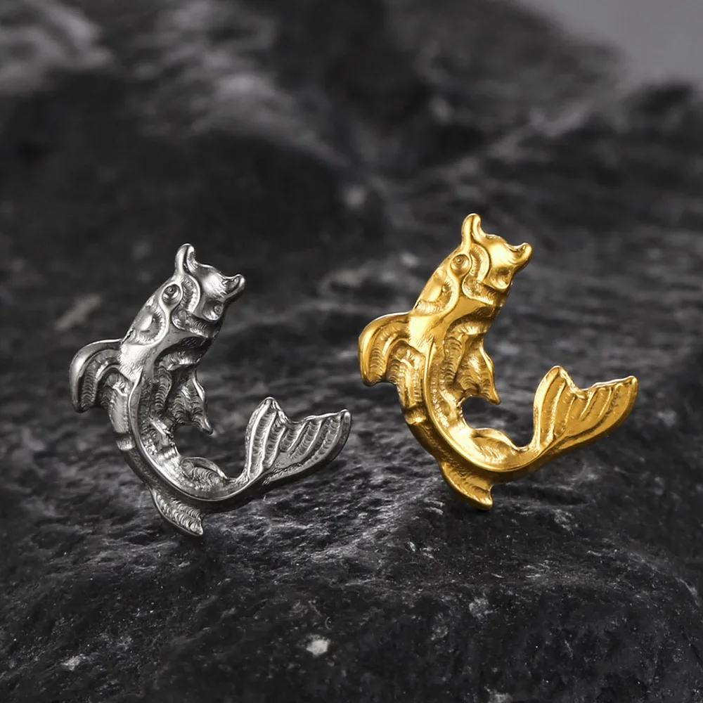 Casvort 1 Stück ASTM F136 Titan Koi-Fisch Labret Piercing Lippen-Nasenring Flacher Ohrstecker Gewindeloser Helix Conch Schmuck – Detail 7