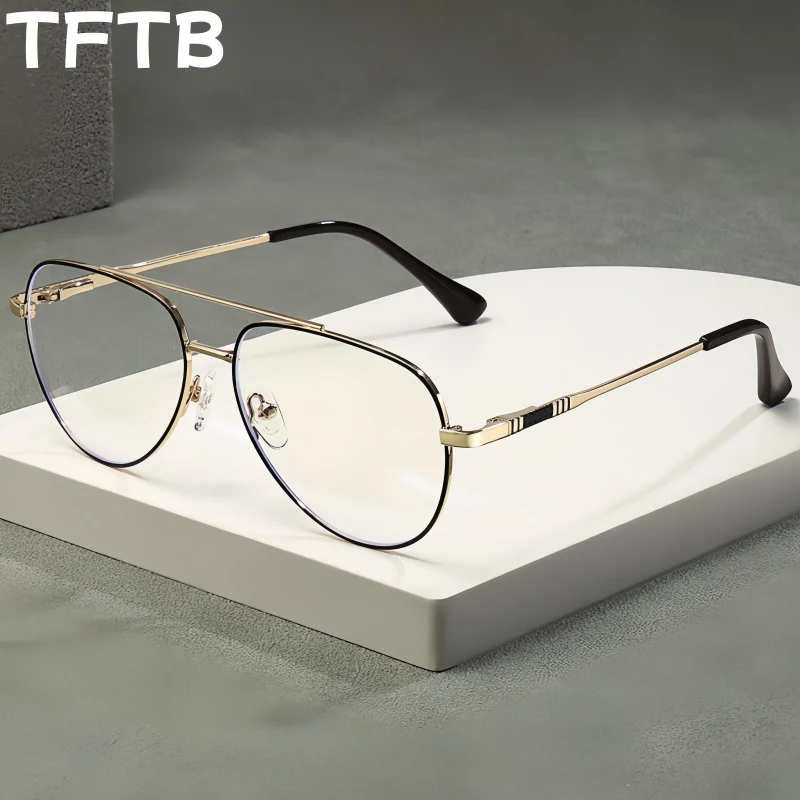 

Очки TFTB Retro Pilot унисекс, ультралегкие, модные, трендовые, простые, с двойной перемычкой, маленькие, оправа из сплава, модель 6912