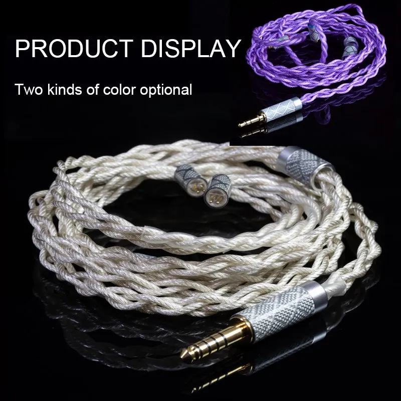 YONGSE Aurora 4 Strand 6N UP-OCC Litz pojedyncza miedziane z kryształami posrebrzane audiofile HiFi kabel do słuchawek do 7HZ TANGZU SIMGOT