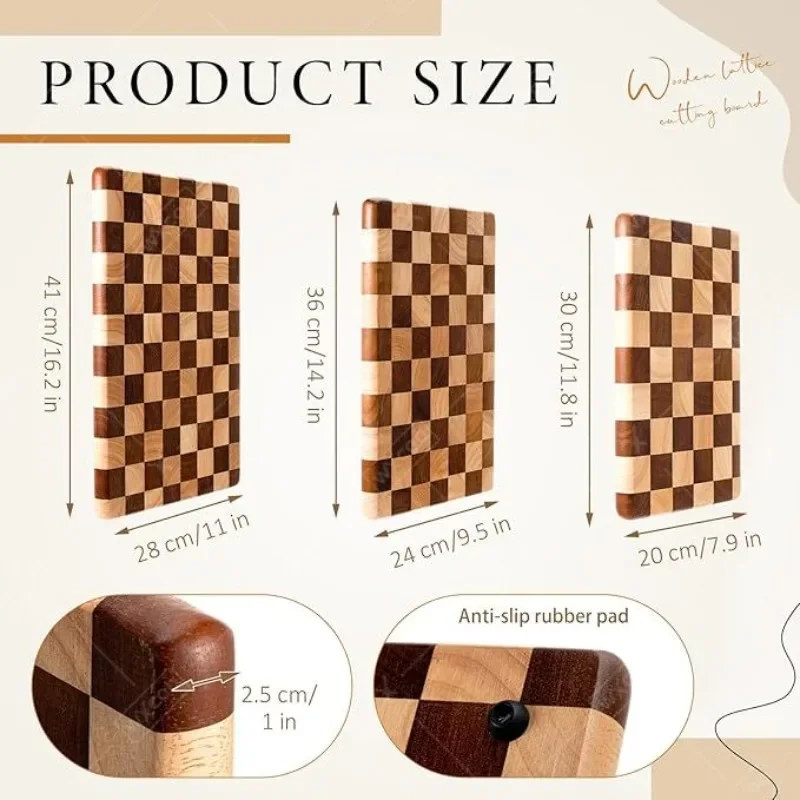 Acacia Wooden Cutting Board Thicken Splicing Checkerboard Solid Wood Non-slip Chopping Board for Cut Fruit Vegetable Board view 6