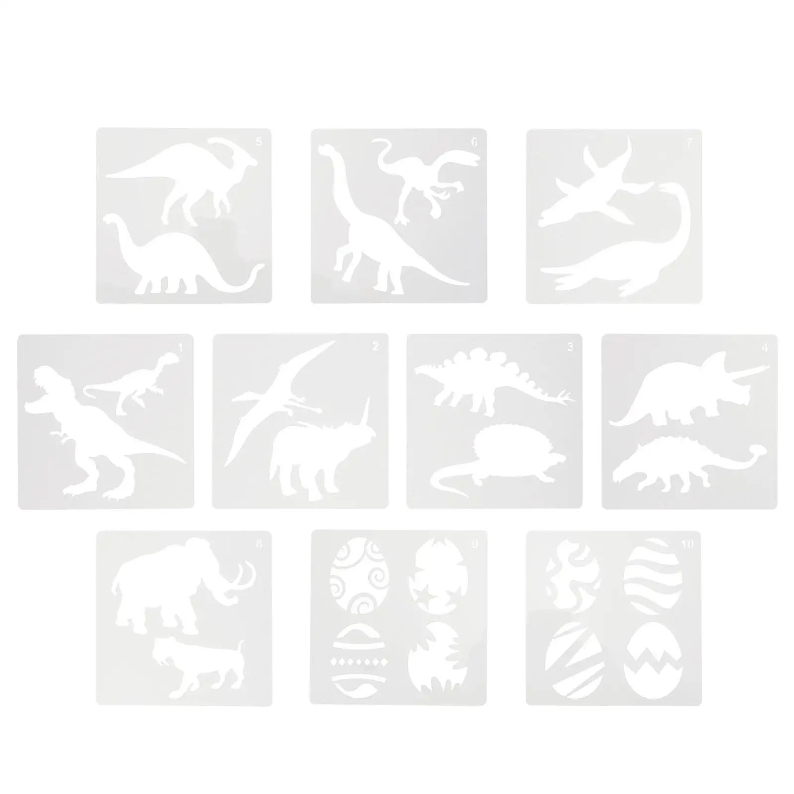 10PCS Dinosaur Painting Templates Reusable Safe Kids Adults Craft Projects White Paint Animal Planner