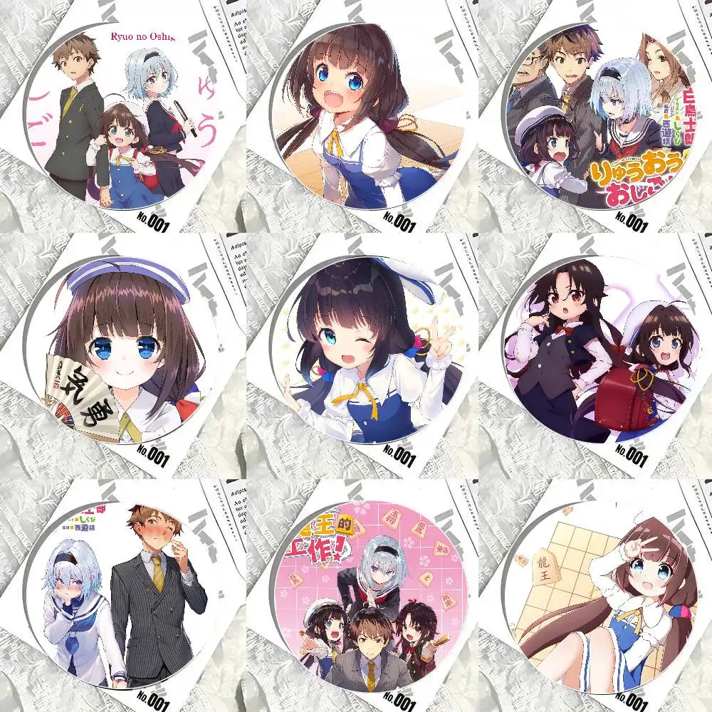 Anime R-Ryuuou No Oshigoto! Cartoon Style Badge Brooches On Backpack Decoration Round Enamel Pins For Accessorys