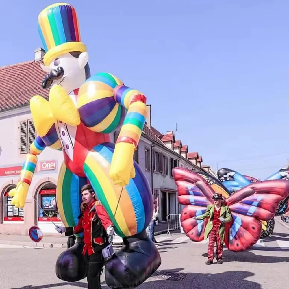 Moving Inflatable Clown Puppet Costume With Blower Backpack Event Walking Inflatable Cartoon Puppet For City Parade Decoration