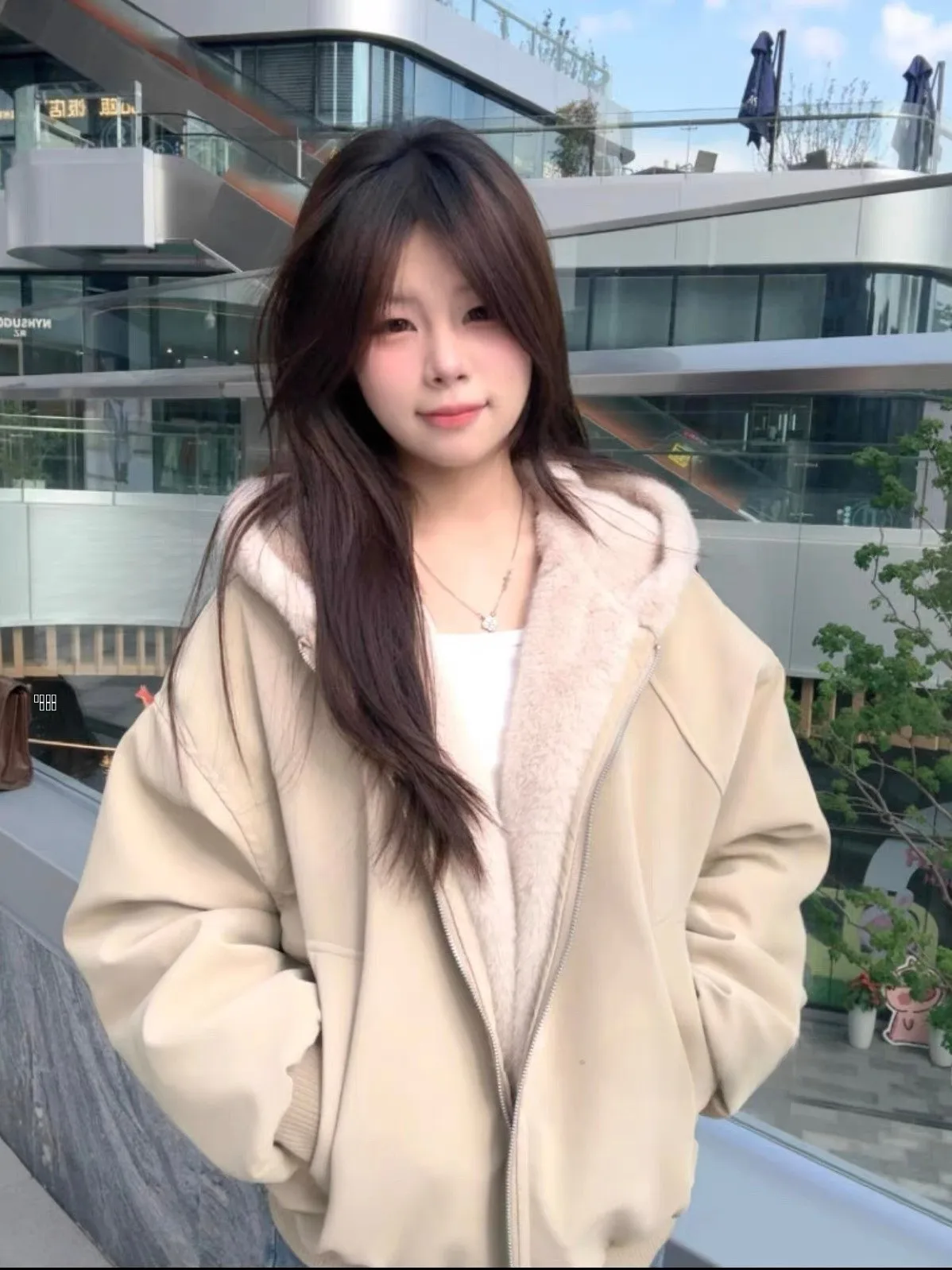 

Утепленная куртка из овечьей шерсти с флисовой подкладкой, женская, теплая, весенняя, хлопковая, в американском стиле, свободного кроя, с длинными рукавами, на молнии.