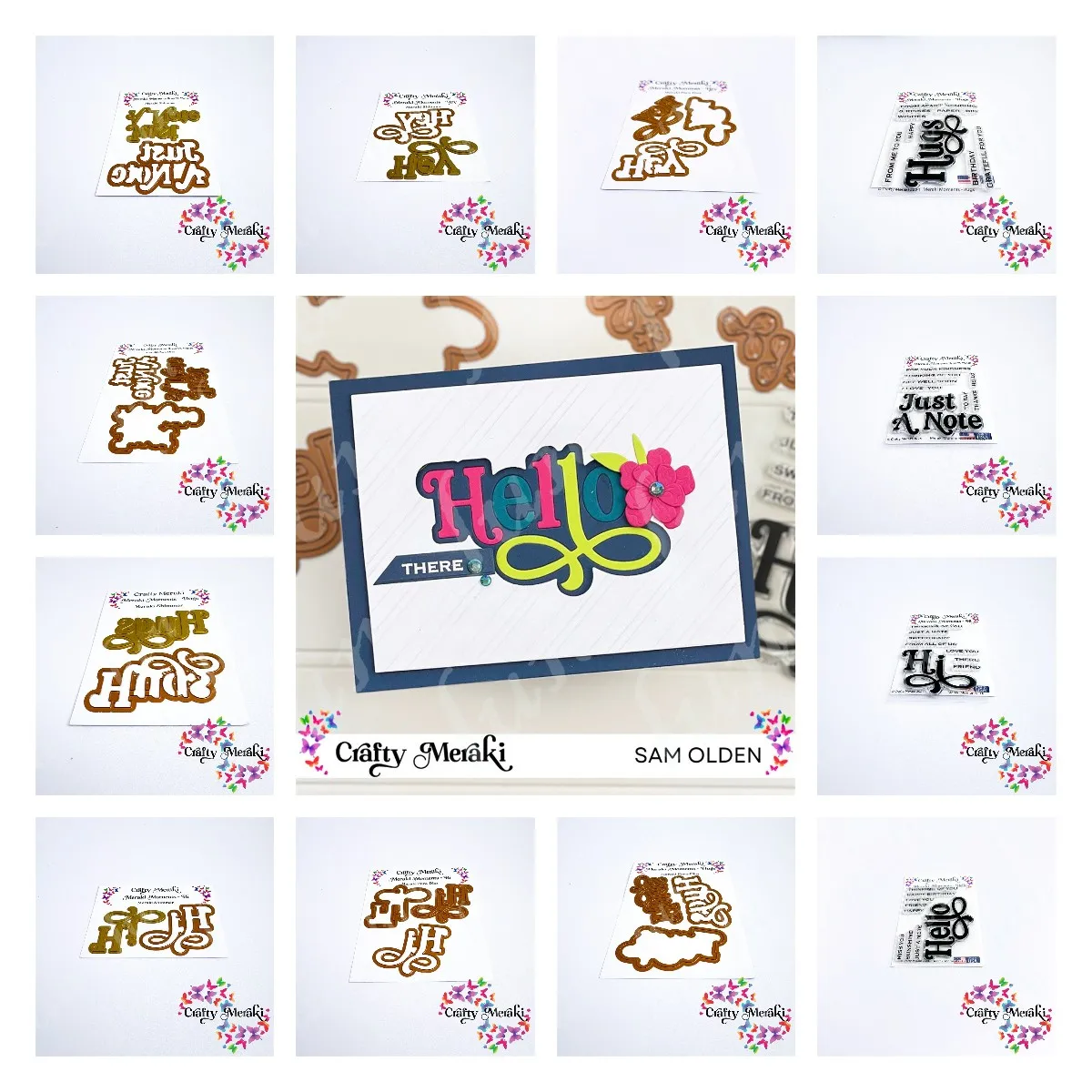 

Artisan Flora Wreath Builder Para-Dies Love Hugs Hot Foil Plates and Dies Sentiment Stamps Set DIY Scrapbooking Craft Decoration