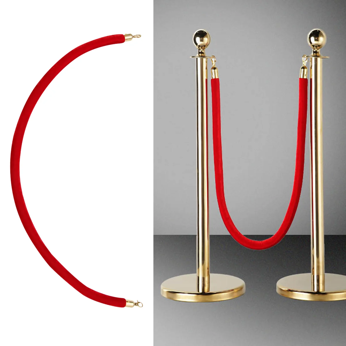 Imagem -05 - Corda Barreira Red Stanchion Multidão Controle Cordas Fila Barreiras e Pólos Tapete Stanchions Gold Post Lint Pendurado Posts Set