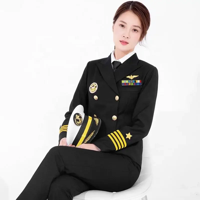 高級クルーズオフィサーコマンダー海軍制服女性ジャケットスーツ管理者安全作業服警備員の制服