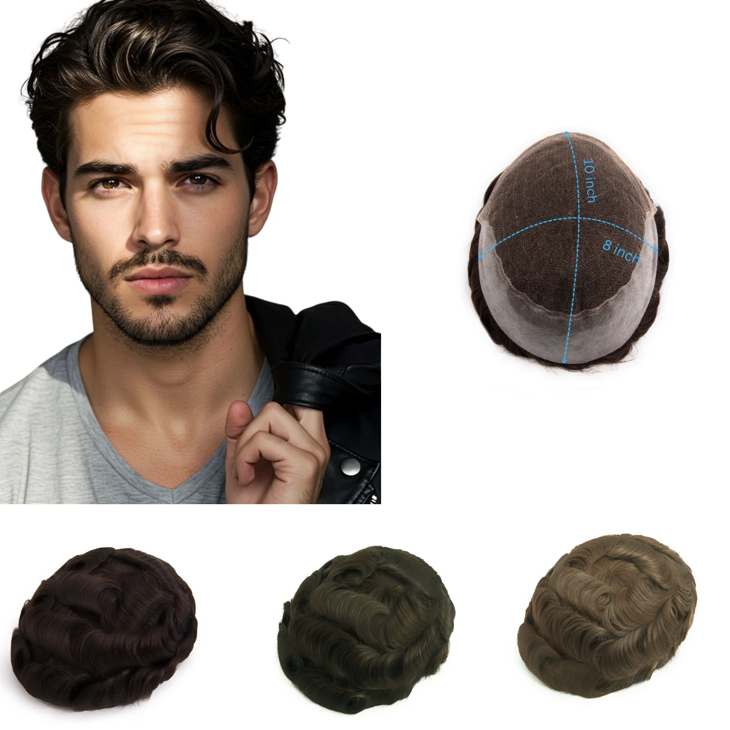 

Мужской парик Q6 из натуральных европейских волос на швейцарской кружевной основе, система замещения волос для мужчин, натуральный протез волос