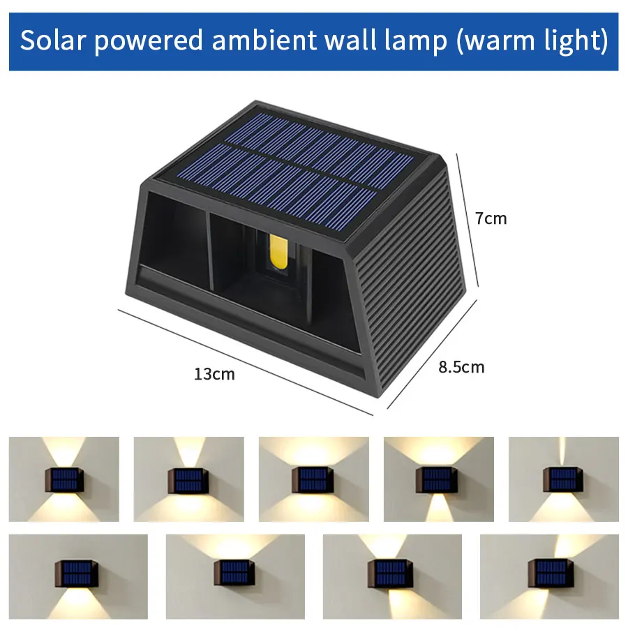 COB Outdoor Led Solar Light Tuinhek Wandlamp Zonlicht Schemering tot zonsopgang Waterdicht op en neer Verstelbaar voor tuinpad