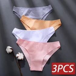 3PCS Women's Cotton Panties Comfortable Underwear Low Waist Solid Color Briefs Plus Size Female Underpant Panty Lingerie XXL