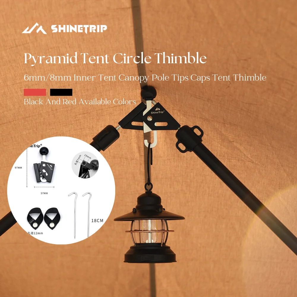 

Pyramid Tent Support Thimble Aluminum Alloy Adjustable Bracket for 6mm/8mm Inner Tent Canopy Pole Tips Caps Tent Circle Thimble
