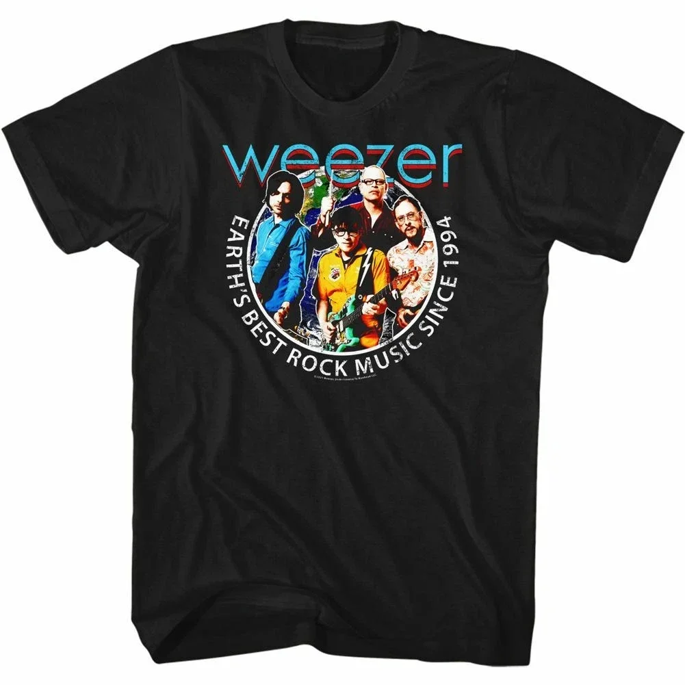 

Street Hip Hop Style Tops Weezer Band Vintage Cotton T-Shirt Print Short Sleeve Round Neck Casual Loose Cotton Tee Unisex