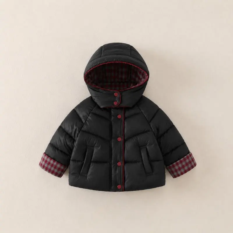 Baby Girls Winter Thickened Warm Hooded Short Cotton Jacket New Children Fashion Casual Cute Coat Outerwear