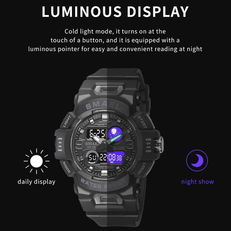 Relógios masculinos de luxo superior relógio de quartzo led display duplo analógico digital para masculino data automática 50m à prova dmilitary água militar esporte relógios