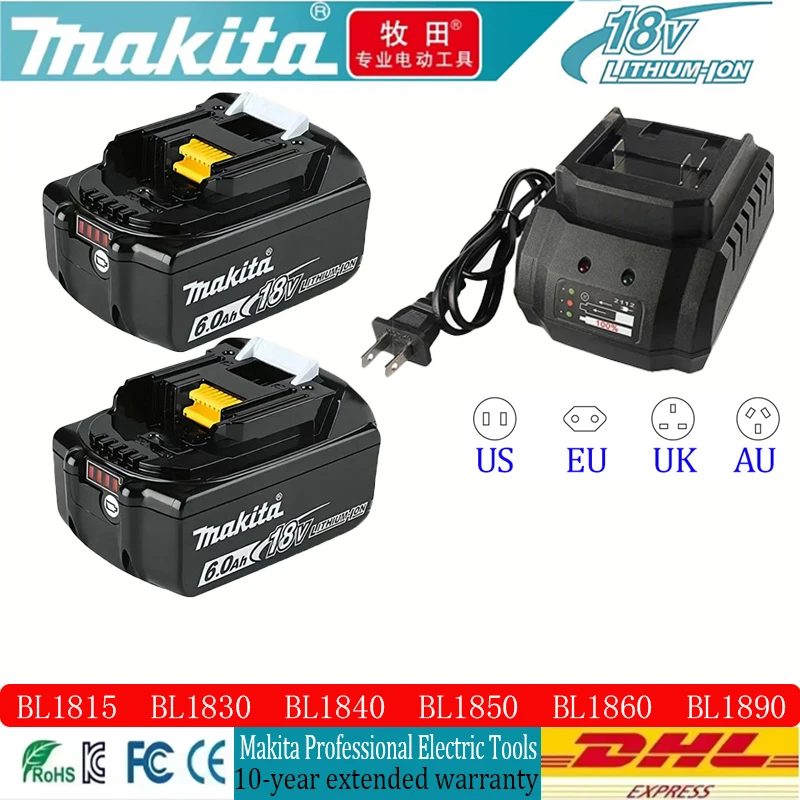 

18V Original Makita 5Ah/6Ah Rechargeable Power Tool Battery, Replaceable LED Lithium-ion, LXT BL1860 BL1840L1850 BL1830