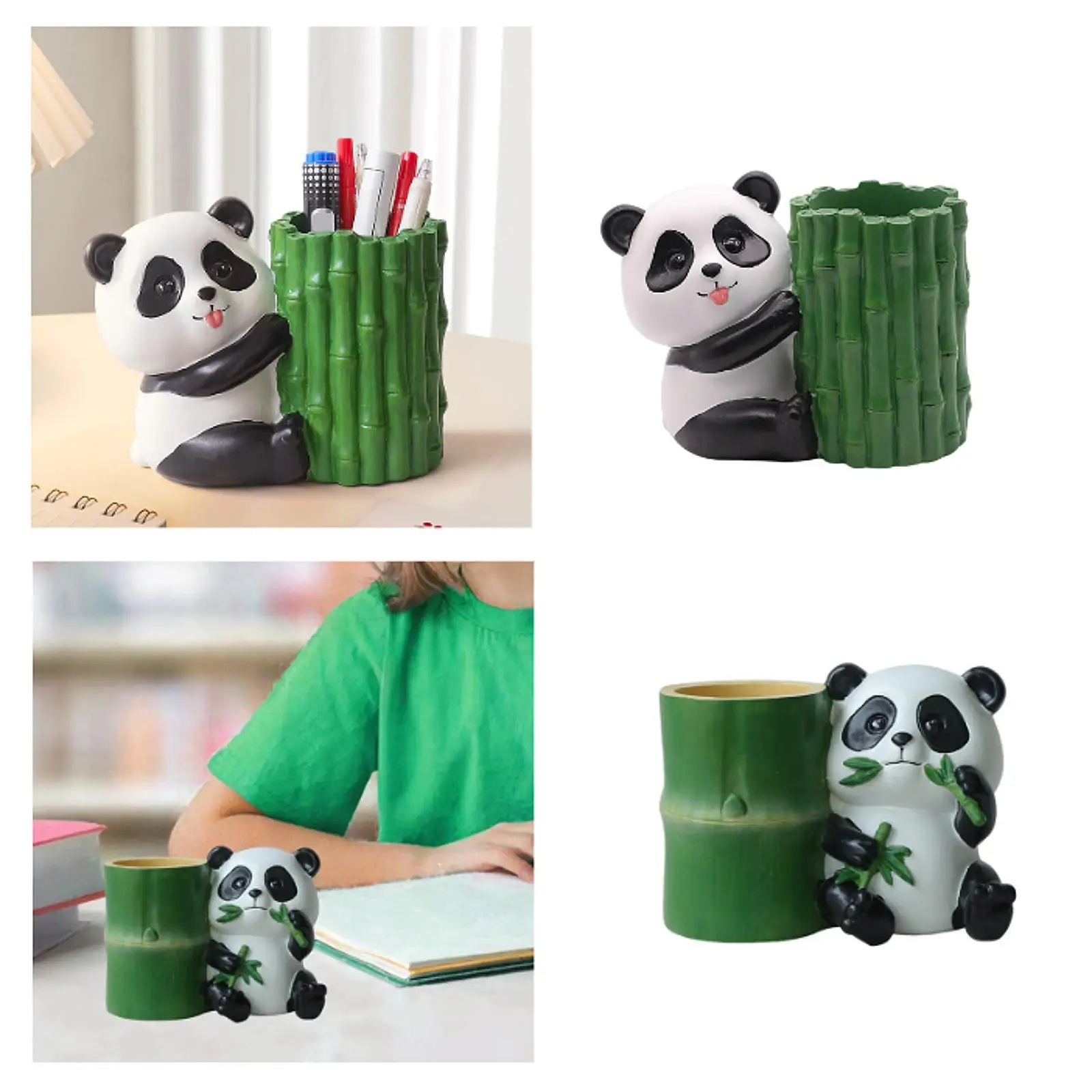 

Resin Pen Holder Cartoon Panda Pencil Cuo Home Decor Desktop Pen Container for Kids Adults Storage Organizer for Office Home