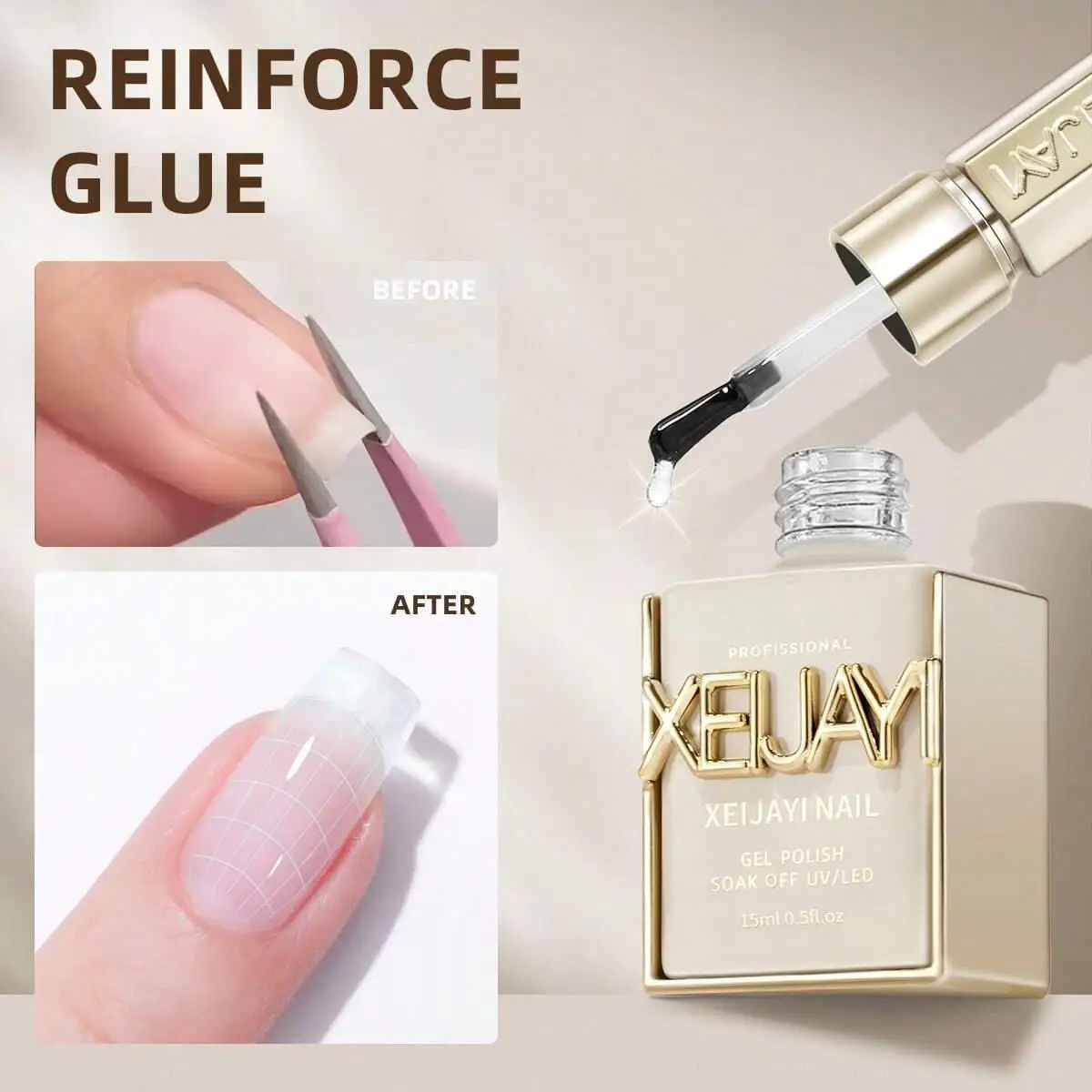 XEIJAYI 15ml Multifunktions-Nagelgel, optionaler Seal-Primer und andere haltbare UV/LED-Produkte, geeignet für Nagelstudios für Frauen.