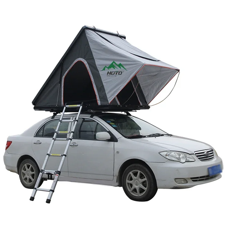 Camping Hiking Accessories Aluminum Triangle Hard Shell Outdoor Rooftent Car Roof Top Tent Rtt For 4 Person Annex Camping