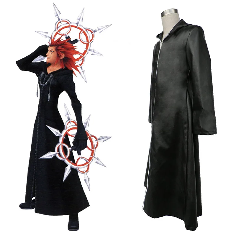 Anime Mens-Kingdom Hearts Organization XIII Game Cosplay Costume Black Cloak Zipper Jacket Long Hoodie Coat - view 4