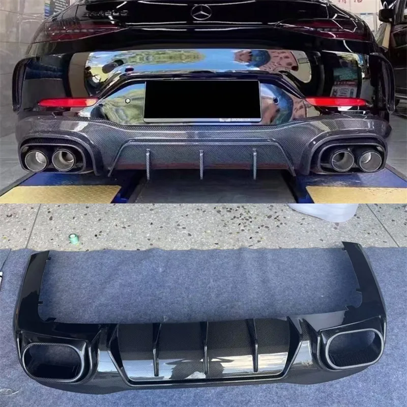 

For Benz GT50 GT53 GT63 19+ Real Carbon Fiber Rear Bumper Lip Diffuser Exhaust port Splitters Spoiler Back Accessories Body Kit