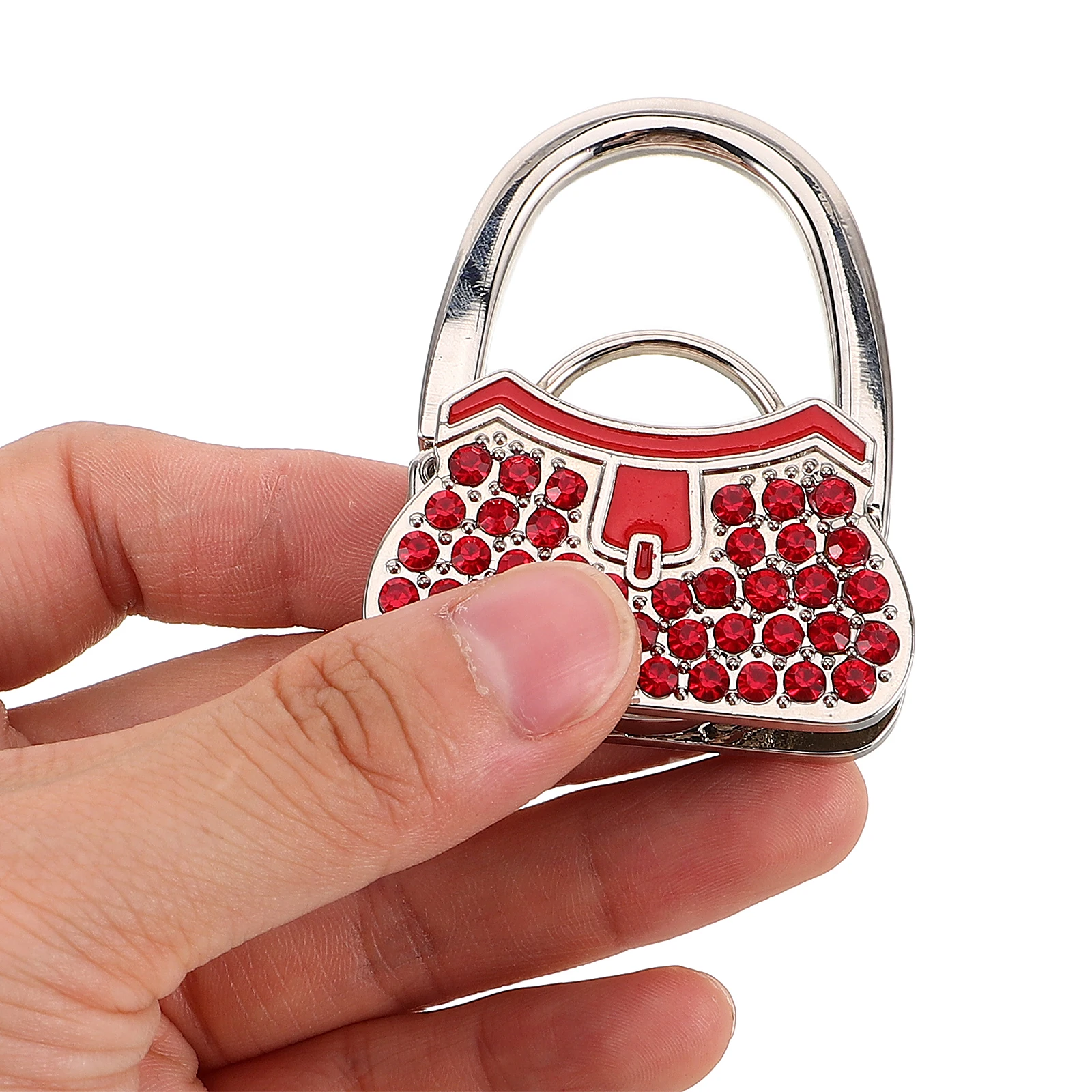 

Lockable Rhinestone Purse Hook Portable Handbag Hanger Bag Holder for Table Use Office Party Restaurant Luggage Hook and Buckle