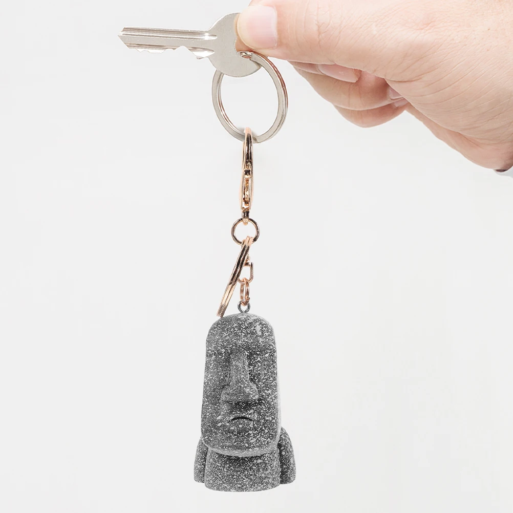 

2Pcs Moai Keychain Backpack Hanging Pendant Zinc Alloy Resin Material Bag Decor Key Chain Ornament Party Favor Gift